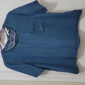 LOFT Button-Back Denim Top